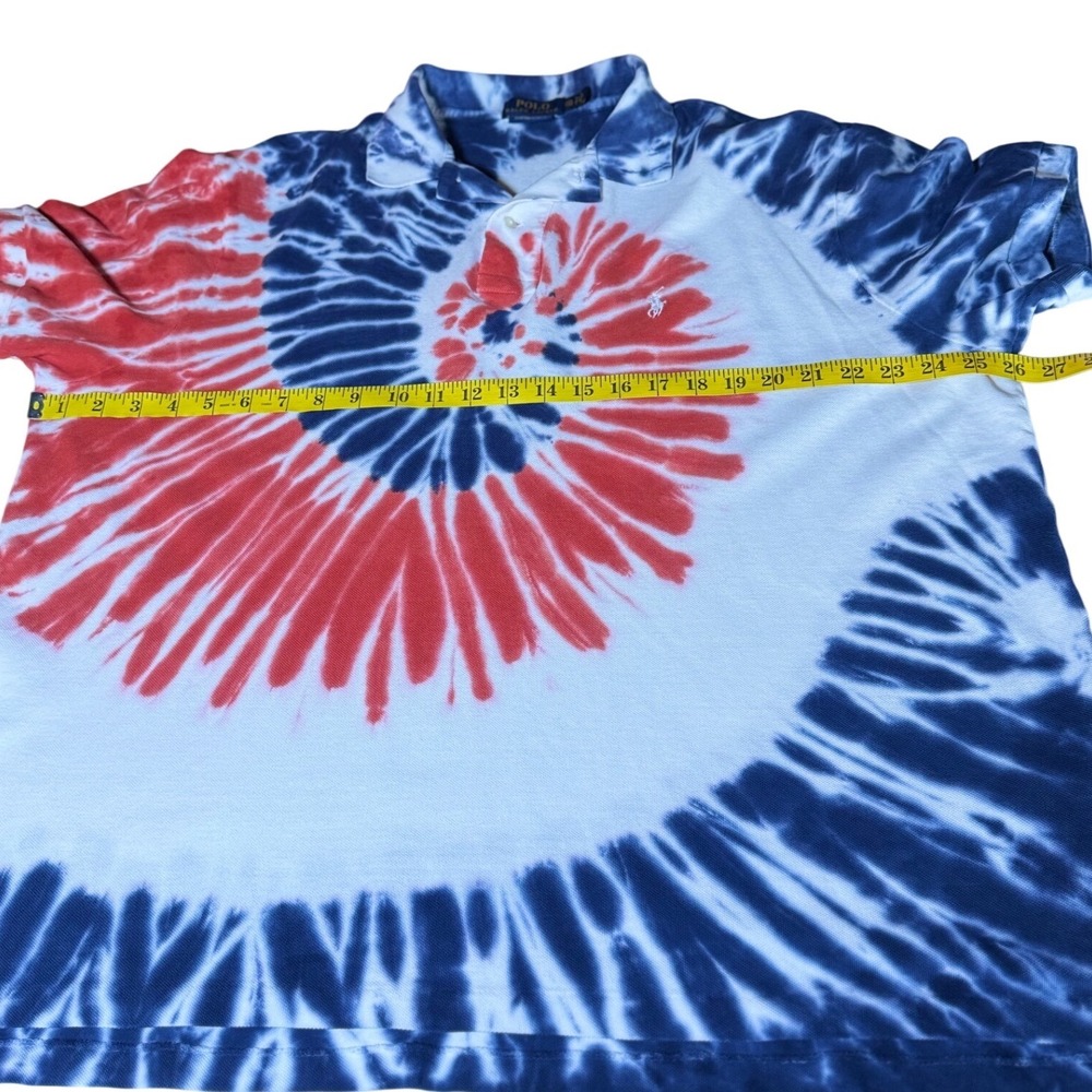 Polo Ralph Lauren Polo Men XXL Blue Red Tie Dye Slim Fit Spiral Americana Preppy - Picture 5 of 9